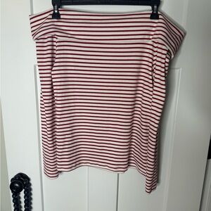 GAP Red and White Striped Off the Shoulder Top